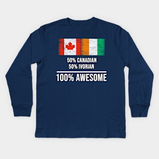 50% Canadian 50% Ivorian 100% Awesome - Gift for Ivorian Heritage From Ivory Coast Kids Long Sleeve T-Shirt